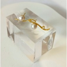 Σκουλαρίκια καρφωτά Χρυσά 14Κ με μαργαριτάρι και ζιργκόν (E293)